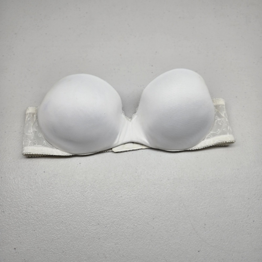 Lily of France Women Bra 34B White Smooth Push Up Strapless READ